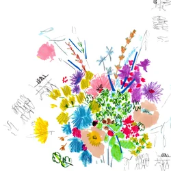 Floral Sketch, 2014 (kynä ja muste, kollaasi paperille)